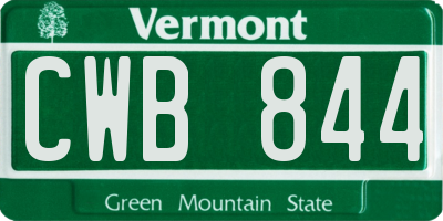 VT license plate CWB844