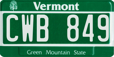 VT license plate CWB849