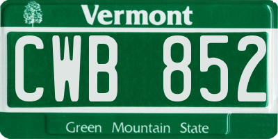 VT license plate CWB852