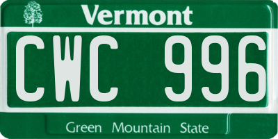 VT license plate CWC996