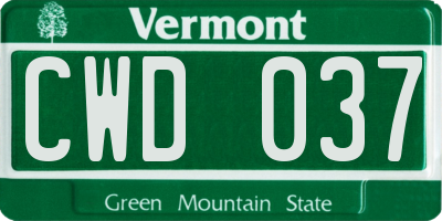VT license plate CWD037