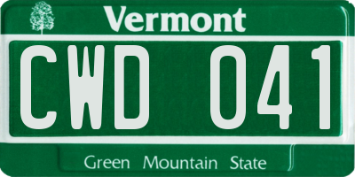 VT license plate CWD041