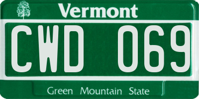 VT license plate CWD069