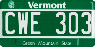 VT license plate CWE303