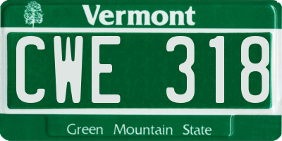VT license plate CWE318