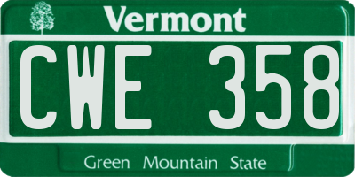 VT license plate CWE358
