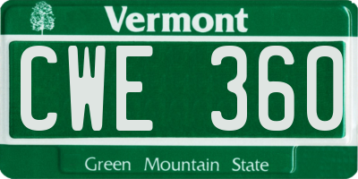VT license plate CWE360