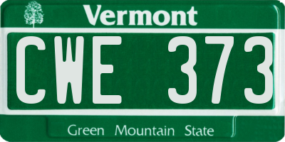 VT license plate CWE373