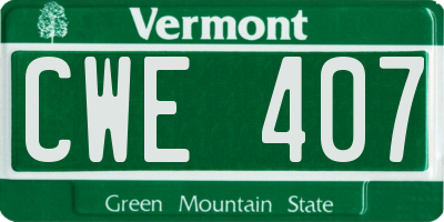 VT license plate CWE407