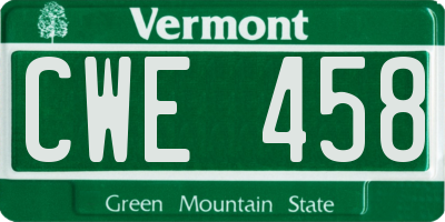 VT license plate CWE458