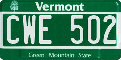 VT license plate CWE502