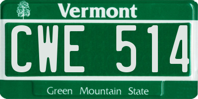 VT license plate CWE514