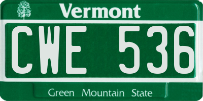 VT license plate CWE536