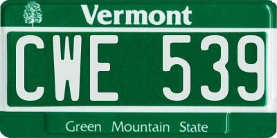 VT license plate CWE539