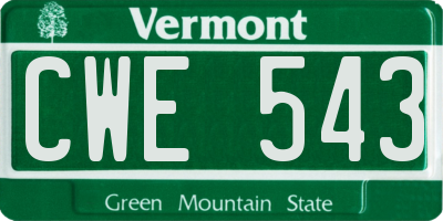 VT license plate CWE543