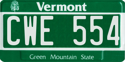 VT license plate CWE554