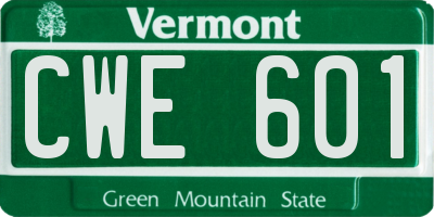 VT license plate CWE601