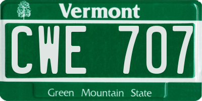 VT license plate CWE707