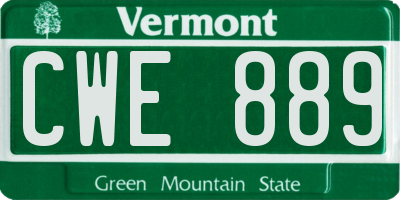VT license plate CWE889