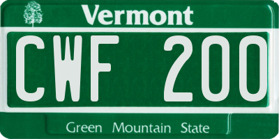 VT license plate CWF200