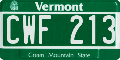 VT license plate CWF213