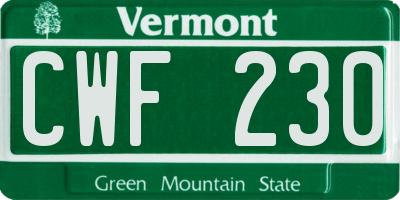 VT license plate CWF230