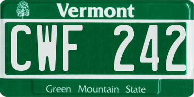 VT license plate CWF242