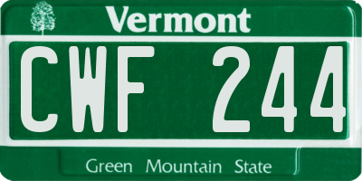 VT license plate CWF244