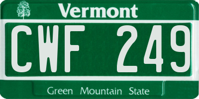 VT license plate CWF249