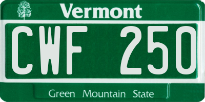 VT license plate CWF250