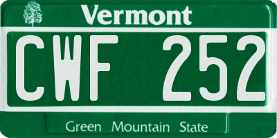 VT license plate CWF252