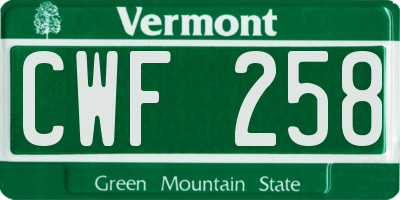 VT license plate CWF258