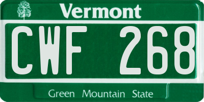 VT license plate CWF268