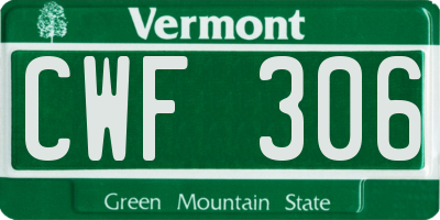 VT license plate CWF306