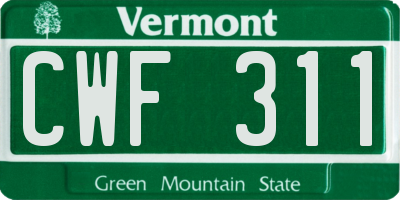 VT license plate CWF311