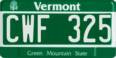VT license plate CWF325