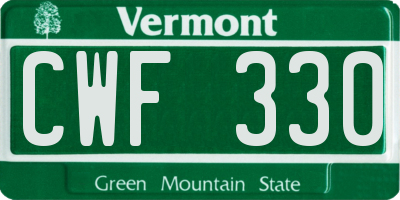 VT license plate CWF330