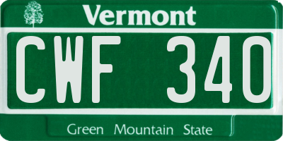 VT license plate CWF340