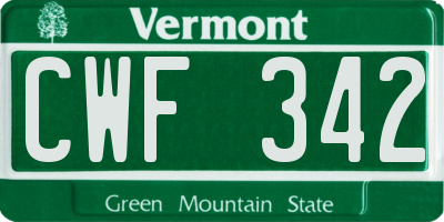 VT license plate CWF342