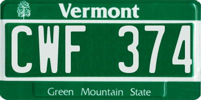 VT license plate CWF374