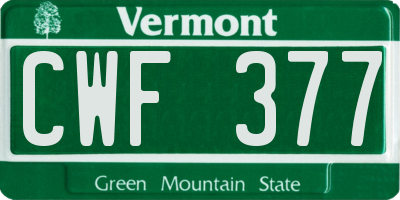 VT license plate CWF377