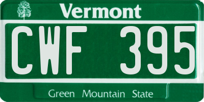 VT license plate CWF395