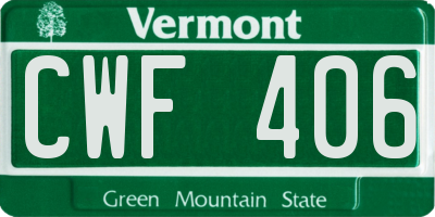 VT license plate CWF406
