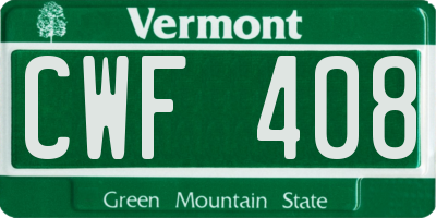 VT license plate CWF408