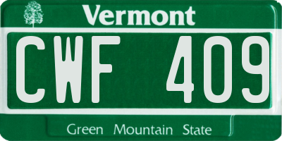 VT license plate CWF409
