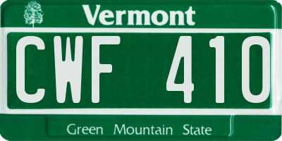 VT license plate CWF410
