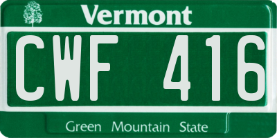 VT license plate CWF416