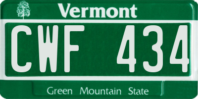 VT license plate CWF434