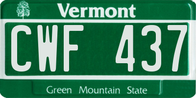 VT license plate CWF437