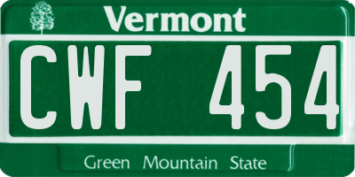 VT license plate CWF454